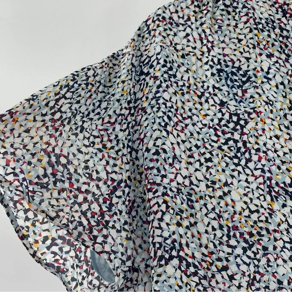 Reiss Ditsy Mosaic Print Silk Casual Dress Size 8 Medium Femme Multicolor Prose